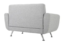 Miliboo Canapé Design|Voir Tous Les Canapés-Canapé design 2 places en tissu gris clair et acier chromé PURE