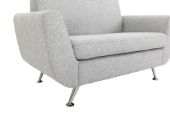 Miliboo Canapé Design|Voir Tous Les Canapés-Canapé design 2 places en tissu gris clair et acier chromé PURE