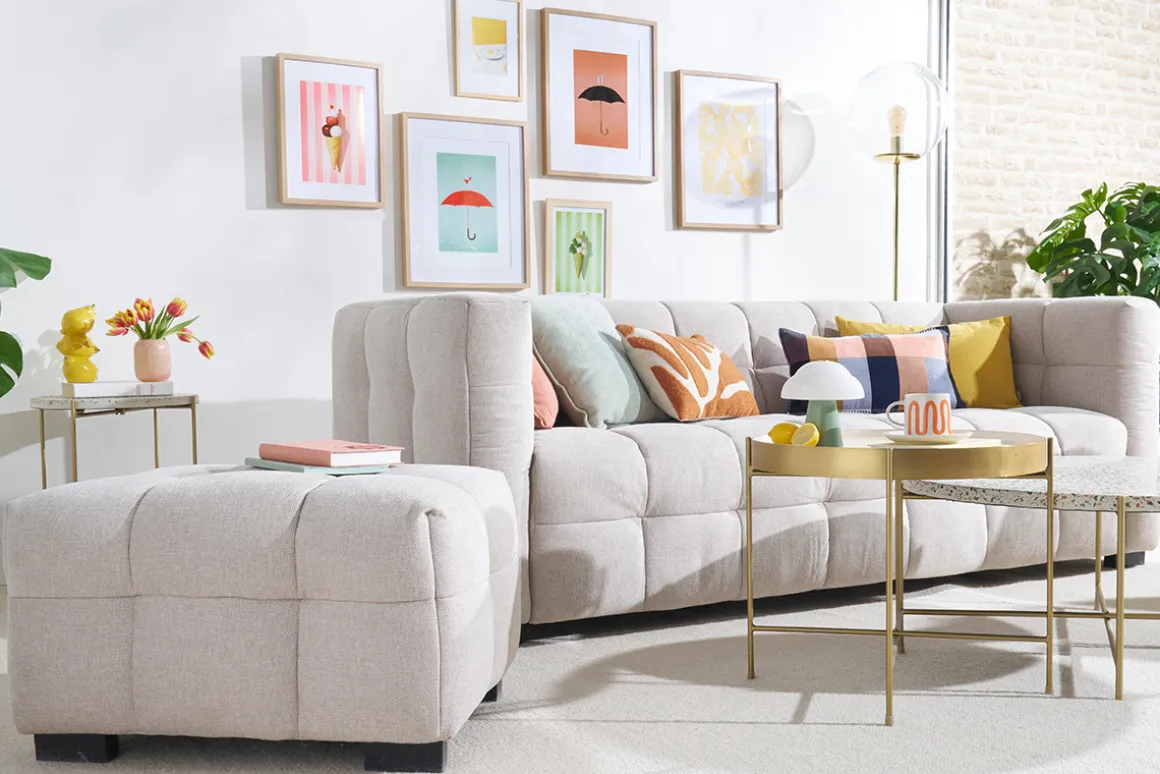 Miliboo Canapé Design|Voir Tous Les Canapés-Canapé design 3 places en tissu effet velours texturé beige CORTO