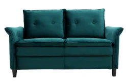 Miliboo Canapé Design|Voir Tous Les Canapés-Canapé design 2 places en tissu velours pétrole et bois noir CLIFF