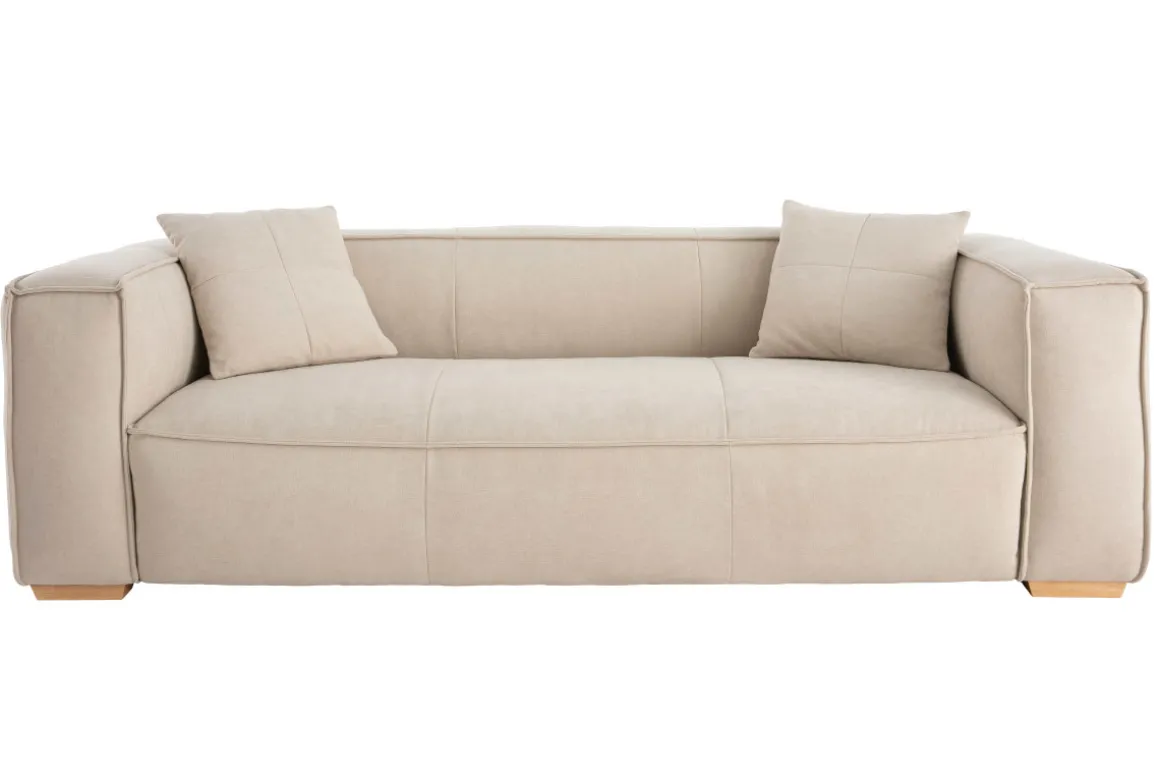 Miliboo Canapé Design|Voir Tous Les Canapés-Canapé design 3 places en tissu effet velours naturel et bois clair COBAIN