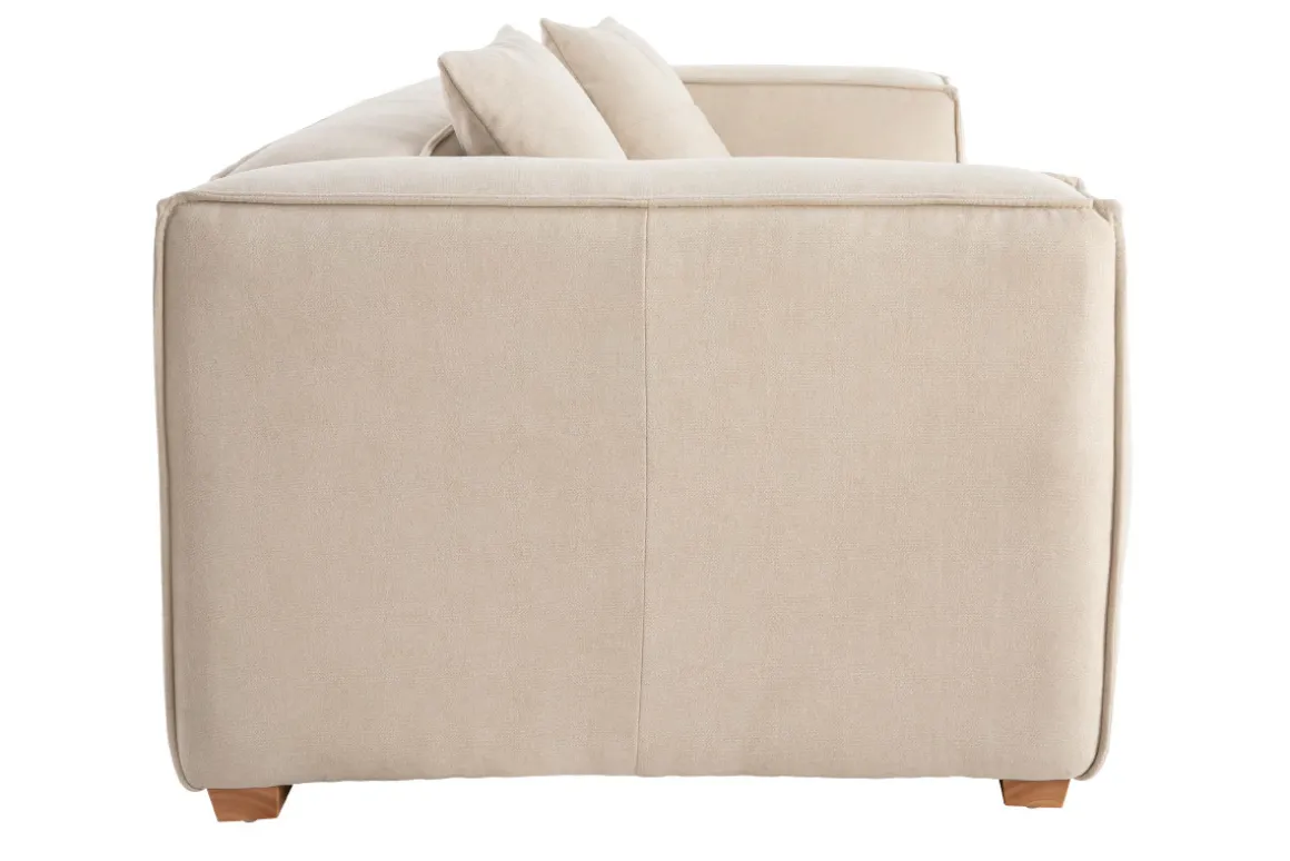 Miliboo Canapé Design|Voir Tous Les Canapés-Canapé design 3 places en tissu effet velours naturel et bois clair COBAIN