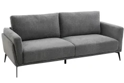 Miliboo Canapé Design|Voir Tous Les Canapés-Canapé design 3 places en tissu effet velours texturé gris et métal noir MOSCO