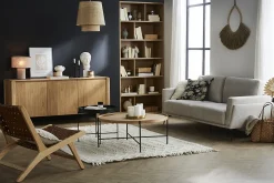 Miliboo Canapé Design|Voir Tous Les Canapés-Canapé design 3 places en tissu effet velours texturé gris et métal noir MOSCO