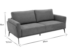 Miliboo Canapé Design|Voir Tous Les Canapés-Canapé design 3 places en tissu effet velours texturé gris et métal noir MOSCO