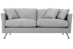 Miliboo Canapé Design|Voir Tous Les Canapés-Canapé design 3 places en tissu gris clair et acier chromé VOLUPT