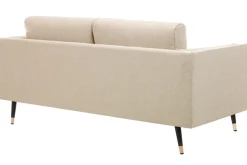 Miliboo Canapé Design|Voir Tous Les Canapés-Canapé design 3 places en tissu beige, bois noir et métal doré STING