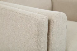 Miliboo Canapé Design|Voir Tous Les Canapés-Canapé design 3 places en tissu beige, bois noir et métal doré STING