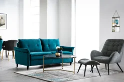 Miliboo Canapé Design|Voir Tous Les Canapés-Canapé design 3 places en tissu velours bleu pétrole CLIFF