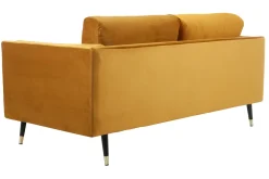Miliboo Canapé Design|Voir Tous Les Canapés-Canapé design 2-3 places en tissu velours jaune, bois noir et métal doré STING