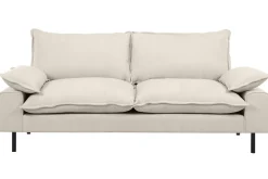 Miliboo Canapé Design|Voir Tous Les Canapés-Canapé design 3 places en tissu effet velours beige et métal noir DORY