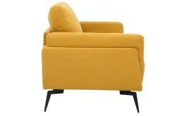 Miliboo Canapé Design|Voir Tous Les Canapés-Canapé design 2 places en tissu effet velours texturé jaune moutarde et métal noir MOSCO