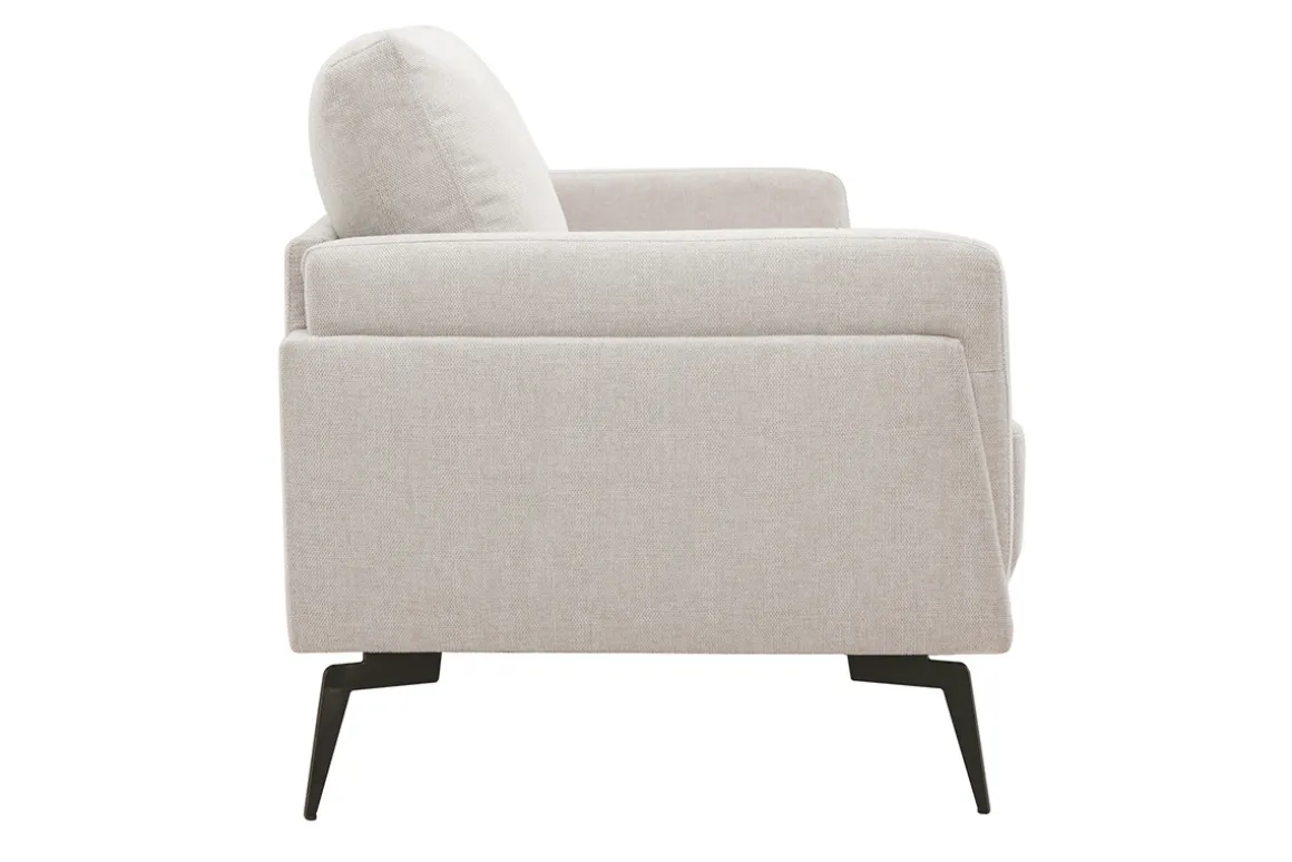 Miliboo Canapé Design|Voir Tous Les Canapés-Canapé design 3 places en tissu effet velours texturé beige et métal noir MOSCO