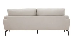 Miliboo Canapé Design|Voir Tous Les Canapés-Canapé design 3 places en tissu effet velours texturé beige et métal noir MOSCO