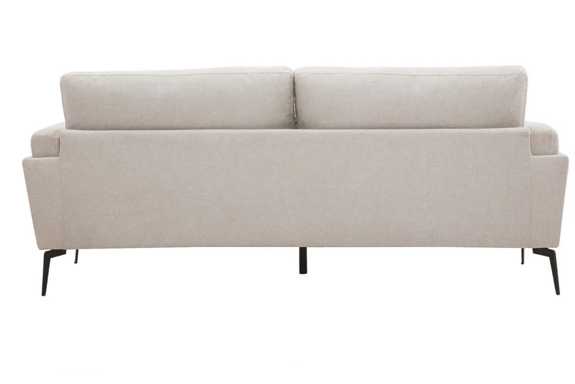 Miliboo Canapé Design|Voir Tous Les Canapés-Canapé design 3 places en tissu effet velours texturé beige et métal noir MOSCO