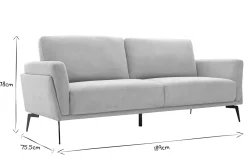 Miliboo Canapé Design|Voir Tous Les Canapés-Canapé design 3 places en tissu effet velours texturé beige et métal noir MOSCO