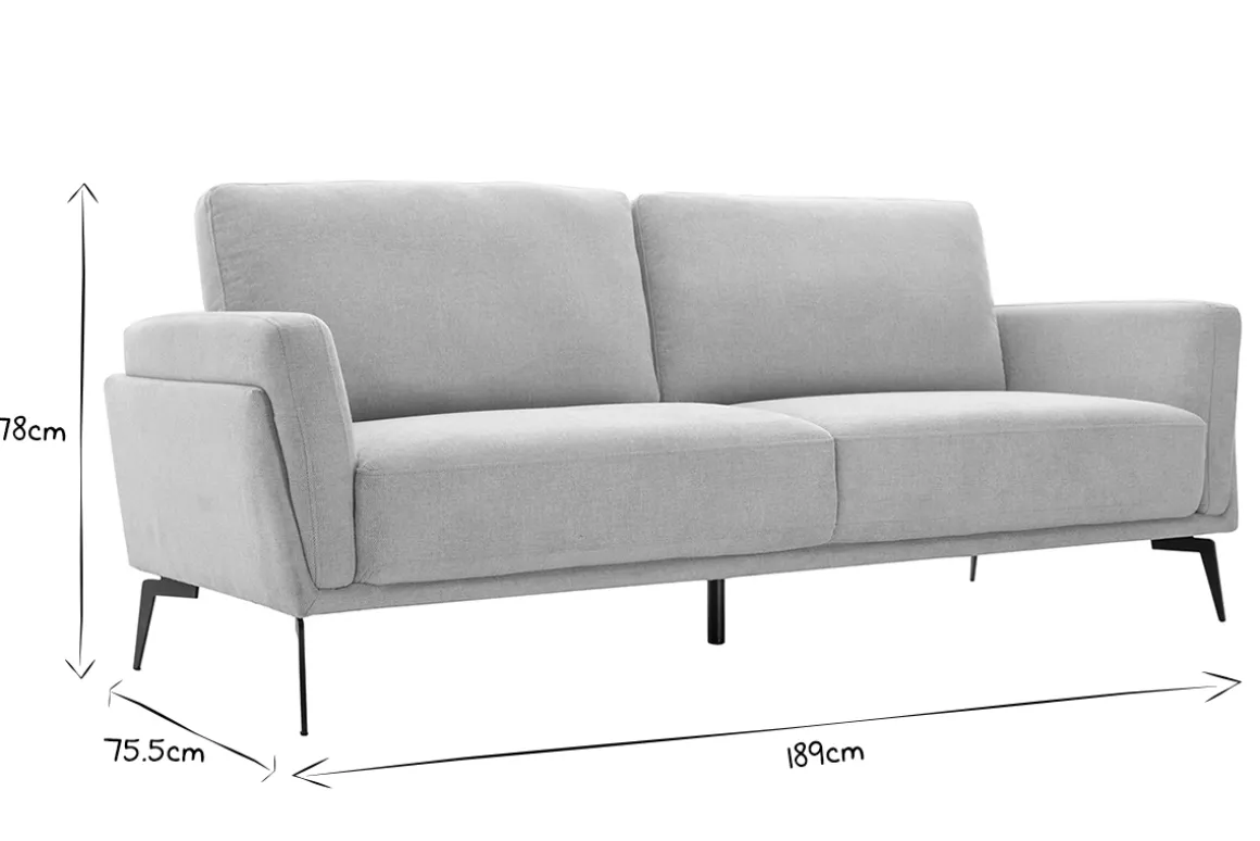 Miliboo Canapé Design|Voir Tous Les Canapés-Canapé design 3 places en tissu effet velours texturé beige et métal noir MOSCO