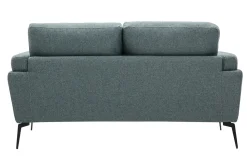 Miliboo Canapé Design|Voir Tous Les Canapés-Canapé design 2 places en tissu vert de gris et métal noir MOSCO