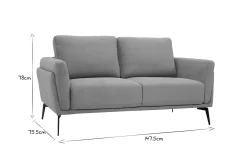 Miliboo Canapé Design|Voir Tous Les Canapés-Canapé design 2 places en tissu vert de gris et métal noir MOSCO