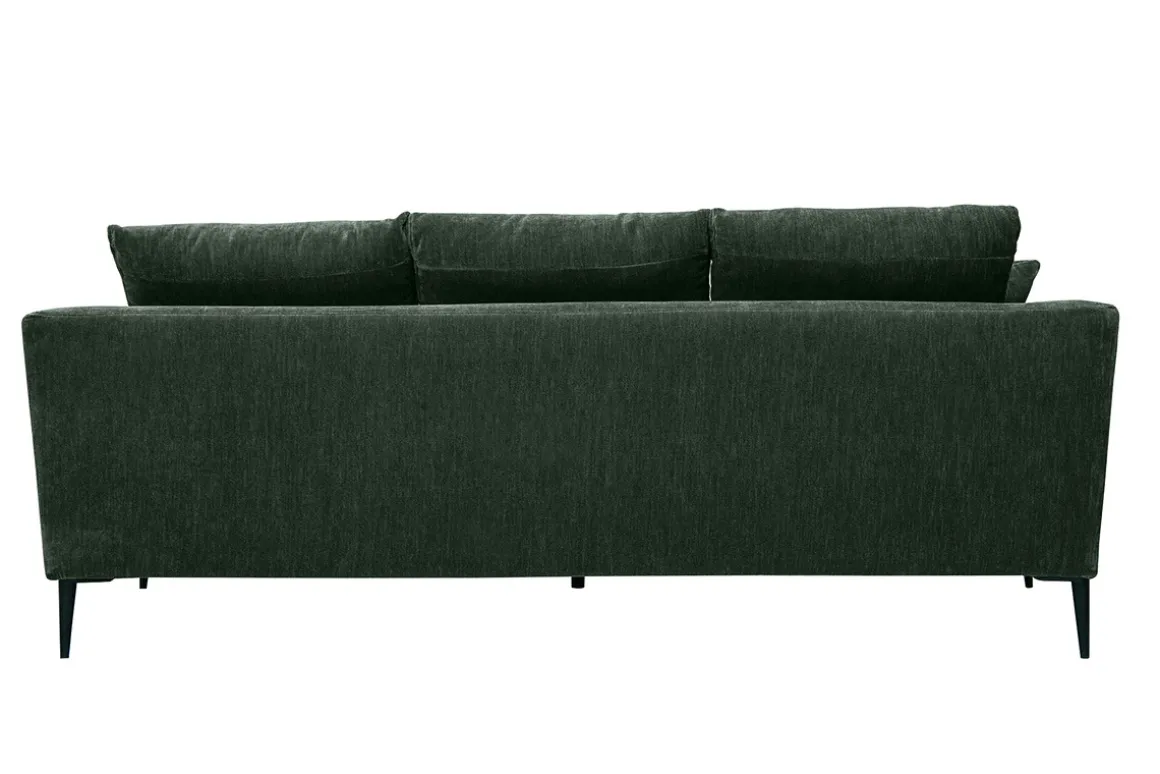 Miliboo Canapé Design|Voir Tous Les Canapés-Canapé design 3 places en tissu vert kaki et métal noir JERRY
