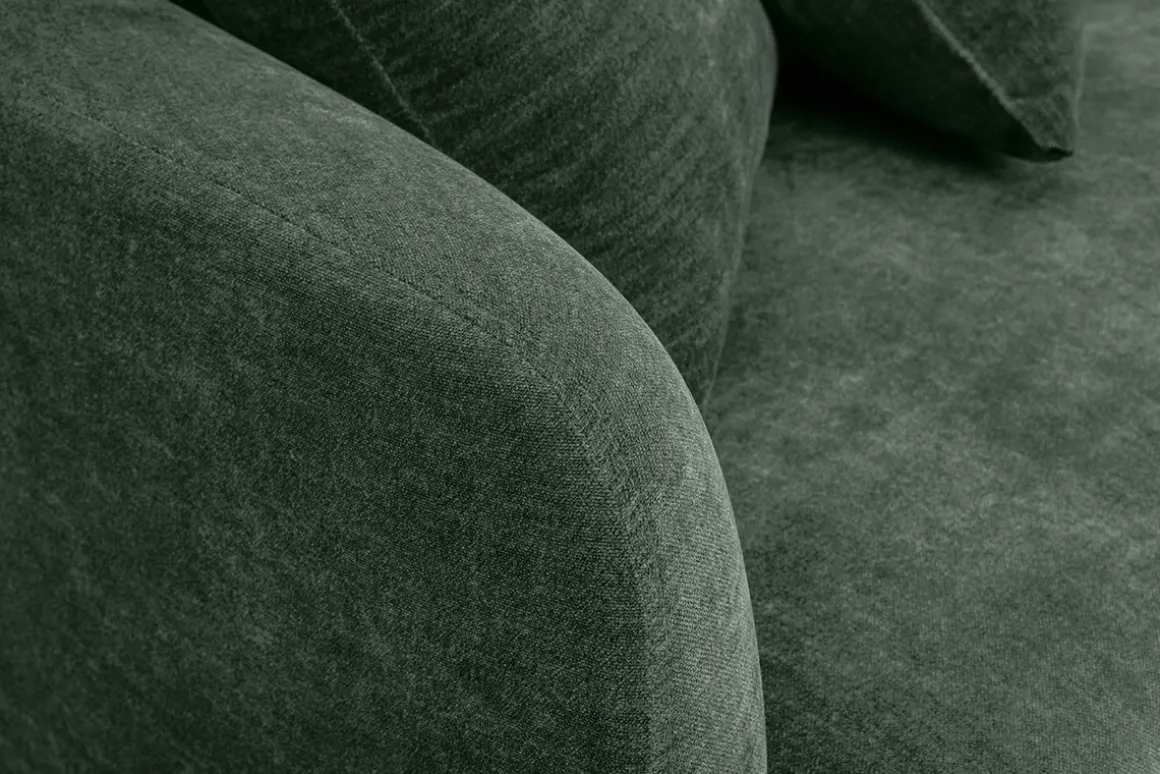 Miliboo Canapé Design|Voir Tous Les Canapés-Canapé design 3 places en tissu vert kaki et métal noir JERRY