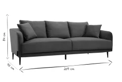 Miliboo Canapé Design|Voir Tous Les Canapés-Canapé design 3 places en tissu effet velours gris et métal noir JERRY