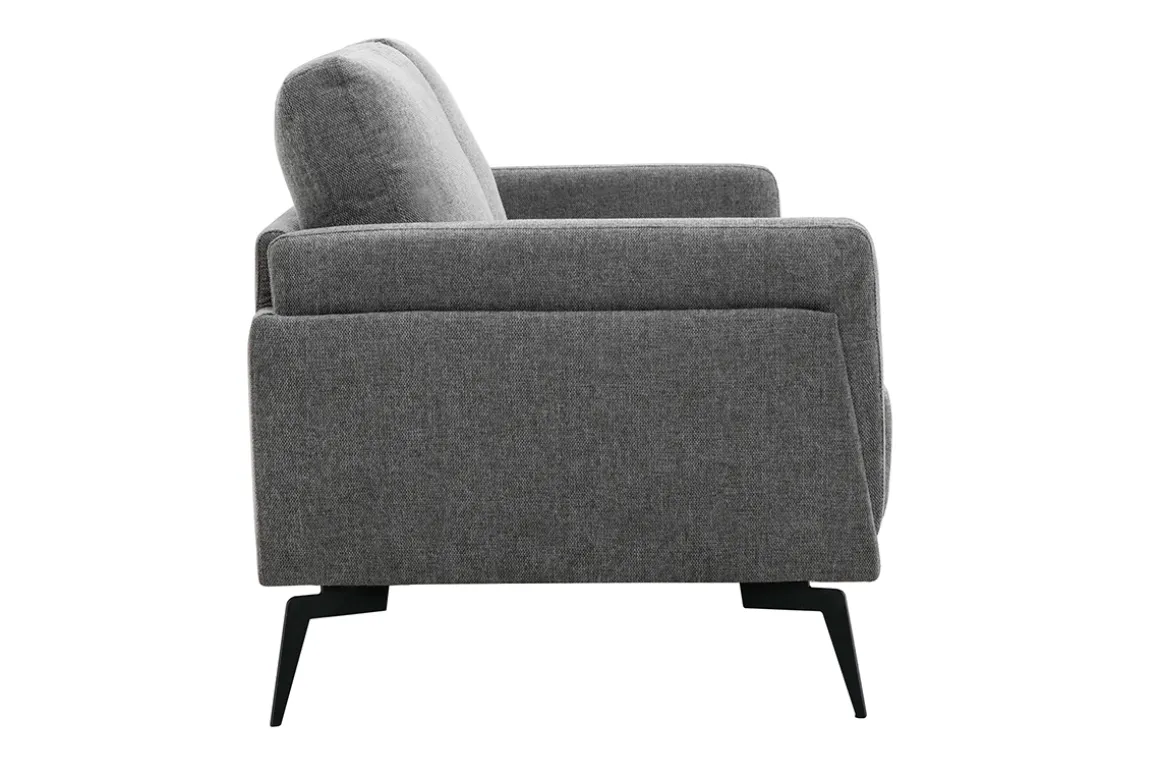 Miliboo Canapé Design|Voir Tous Les Canapés-Canapé design 2 places en tissu effet velours texturé gris foncé et métal noir MOSCO