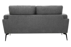 Miliboo Canapé Design|Voir Tous Les Canapés-Canapé design 2 places en tissu effet velours texturé gris foncé et métal noir MOSCO