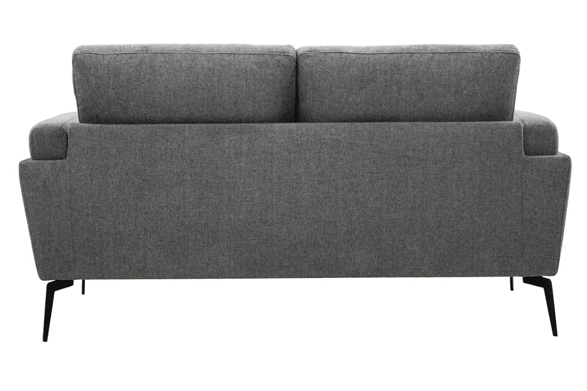 Miliboo Canapé Design|Voir Tous Les Canapés-Canapé design 2 places en tissu effet velours texturé gris foncé et métal noir MOSCO