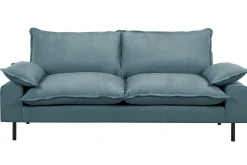 Miliboo Canapé Design|Voir Tous Les Canapés-Canapé design 3 places en tissu effet velours bleu gris et métal noir DORY