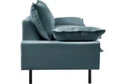 Miliboo Canapé Design|Voir Tous Les Canapés-Canapé design 3 places en tissu effet velours bleu gris et métal noir DORY