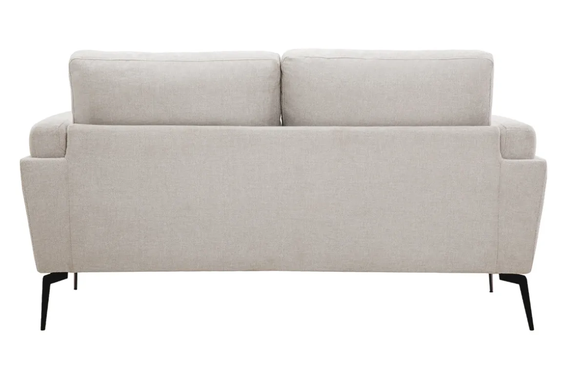 Miliboo Canapé Design|Voir Tous Les Canapés-Canapé design 2 places en tissu effet velours texturé beige et métal noir MOSCO