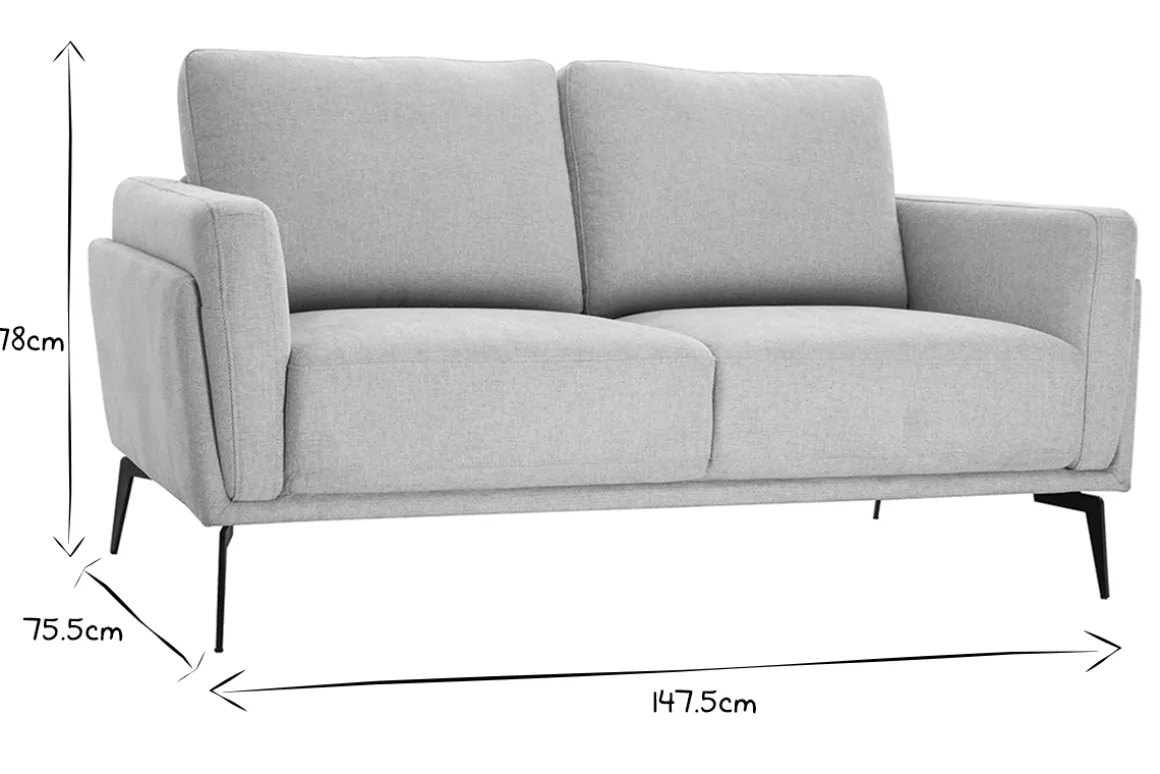 Miliboo Canapé Design|Voir Tous Les Canapés-Canapé design 2 places en tissu effet velours texturé beige et métal noir MOSCO