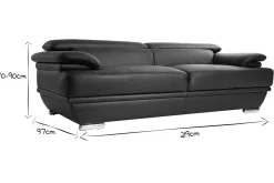 Miliboo Canapé Cuir|Voir Tous Les Canapés-Canapé design avec têtières ajustables 3 places cuir blanc et acier chromé EWING