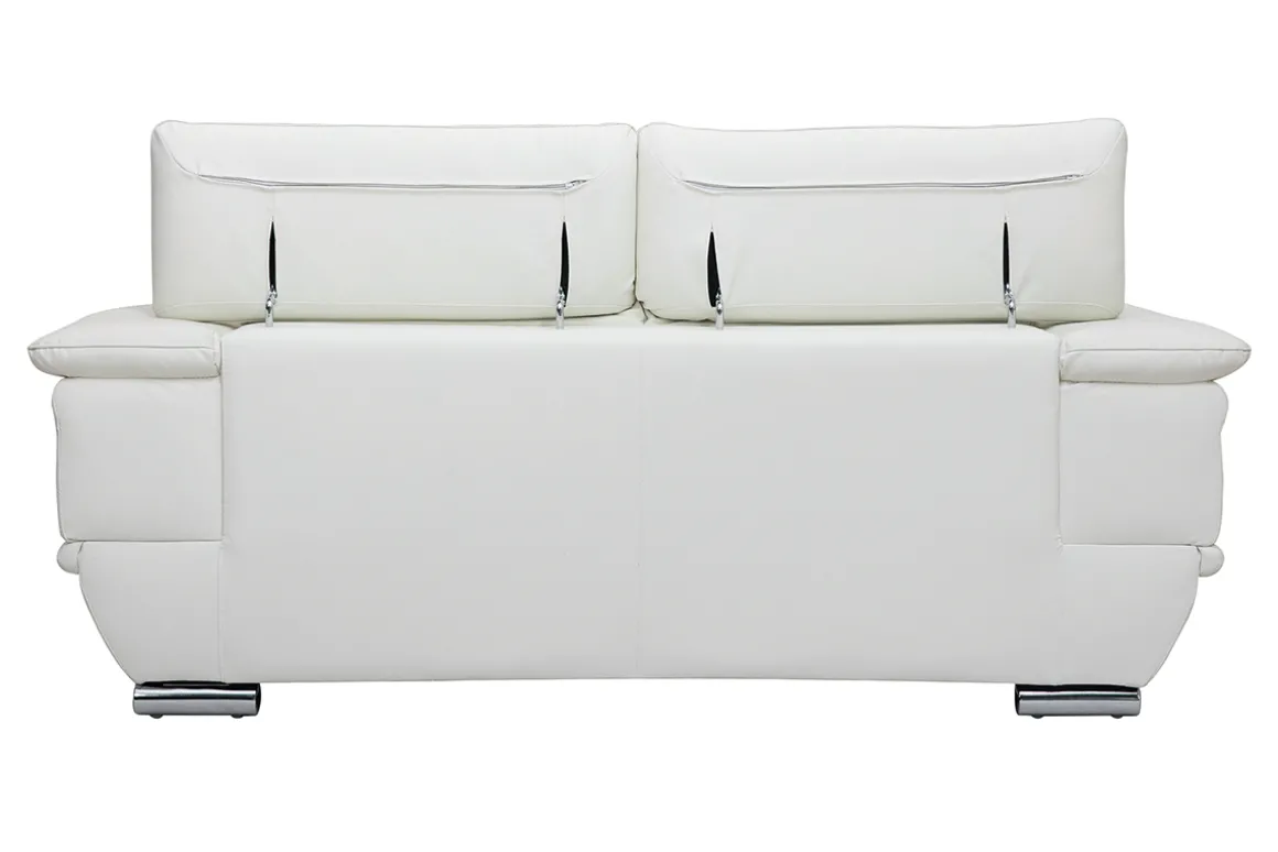 Miliboo Canapé Cuir|Voir Tous Les Canapés-Canapé design avec têtières ajustables 2 places cuir blanc et acier chromé EWING
