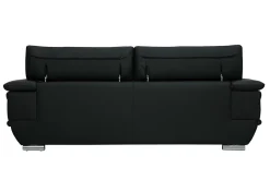 Miliboo Canapé Cuir|Voir Tous Les Canapés-Canapé design avec têtières ajustables 3 places cuir noir et acier chromé EWING