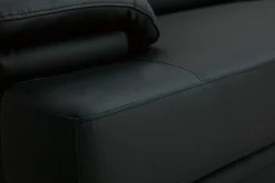 Miliboo Canapé Cuir|Voir Tous Les Canapés-Canapé design avec têtières ajustables 3 places cuir noir et acier chromé EWING