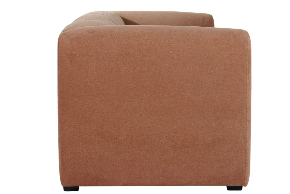 Miliboo Canapé Design|Voir Tous Les Canapés-Canapé design en tissu effet velours terracotta 3-4 places OLIVEIRO