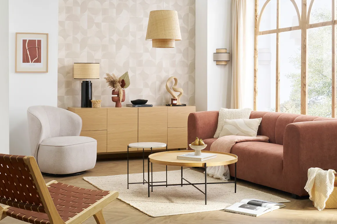 Miliboo Canapé Design|Voir Tous Les Canapés-Canapé design en tissu effet velours terracotta 3-4 places OLIVEIRO