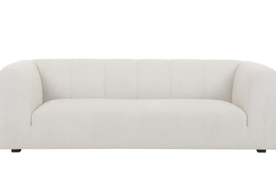 Miliboo Canapé Design|Voir Tous Les Canapés-Canapé design en tissu effet velours beige 3-4 places OLIVEIRO