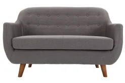 Miliboo Canapé Design|Voir Tous Les Canapés-Canapé déhoussable 2 places en tissu gris anthracite et bois foncé YNOK