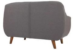 Miliboo Canapé Design|Voir Tous Les Canapés-Canapé déhoussable 2 places en tissu gris anthracite et bois foncé YNOK