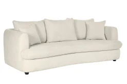 Miliboo Canapé Design|Voir Tous Les Canapés-Canapé déhoussable 3-4 places design haricot en tissu effet velours beige clair SACHA