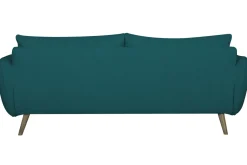 Miliboo Canapé Design|Voir Tous Les Canapés-Canapé scandinave 3 places en tissu bleu paon et bois clair CREEP