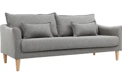 Miliboo Canapé Design|Voir Tous Les Canapés-Canapé scandinave 3 places en tissu gris et bois clair KATE