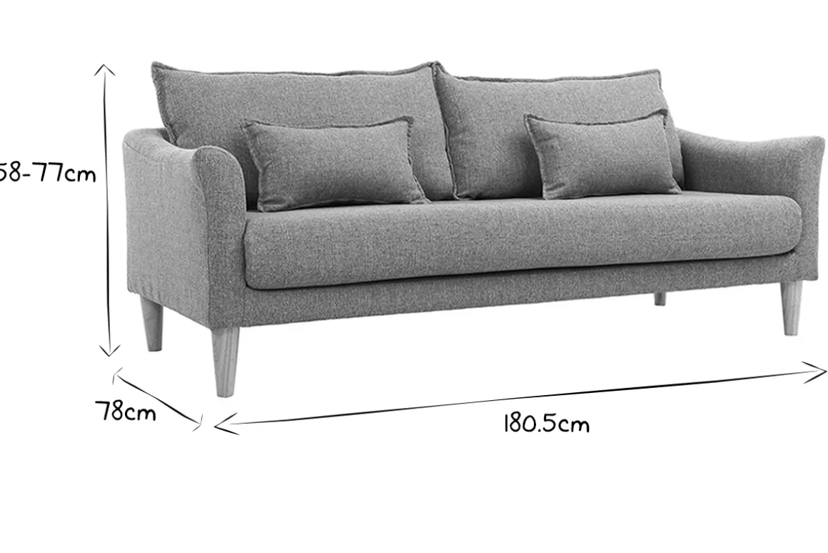Miliboo Canapé Design|Voir Tous Les Canapés-Canapé scandinave 3 places en tissu gris et bois clair KATE