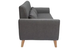 Miliboo Canapé Design|Voir Tous Les Canapés-Canapé scandinave 3 places en tissu gris foncé et bois clair EKTOR