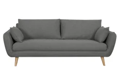 Miliboo Canapé Design|Voir Tous Les Canapés-Canapé scandinave 3 places en tissu gris anthracite et bois clair CREEP
