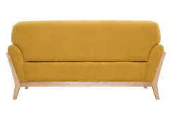 Miliboo Canapé Design|Voir Tous Les Canapés-Canapé scandinave 2 places en tissu effet velours jaune moutarde et bois clair YOKO