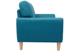Miliboo Canapé Design|Voir Tous Les Canapés-Canapé scandinave 2 places en tissu bleu canard et bois clair ALICE